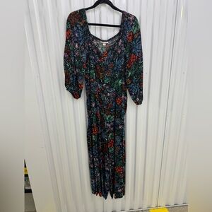 Knox Rose Multicolor Floral Mid Sleeve Jumpsuit